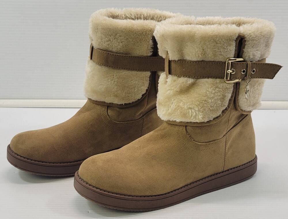 GG) GBG Los Angeles Woman Tan Brown Faux Fur Suede Boots Size 9M